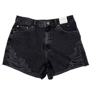 Topshop Black Distressed Jean Shorts size 8 New